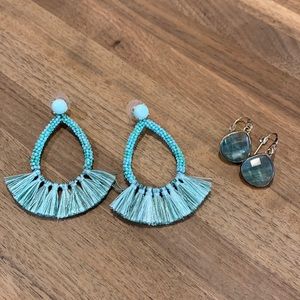 2 sets of blue Stella & Dot earrings.